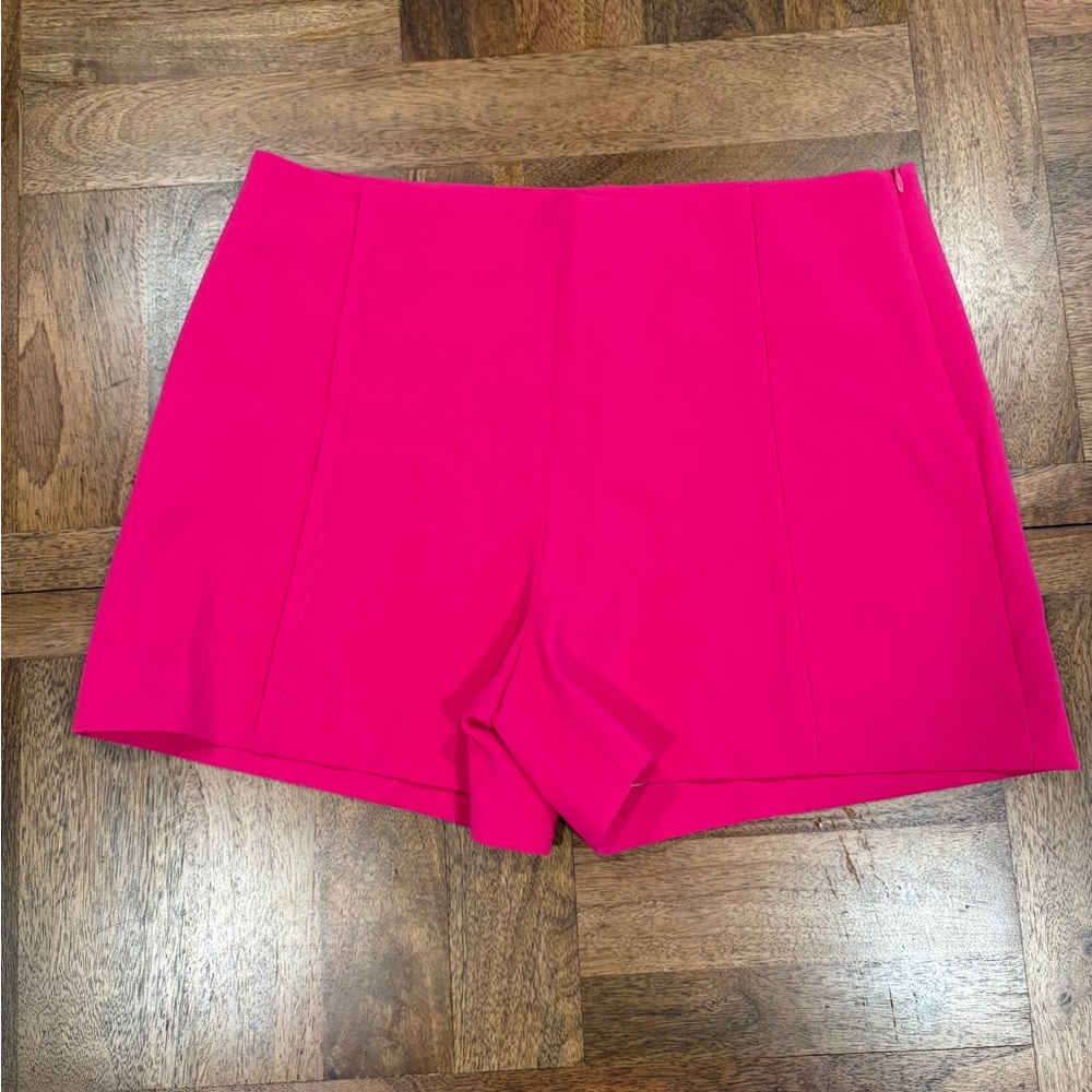Mango High Waist Hot Pink Women's Shorts Size L Side Zip 3.5 in Inseam Dressy